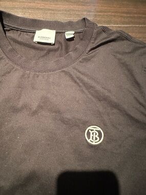 Burberry Black Short-Sleeve Crewneck T-Shirt with White TB Monogram